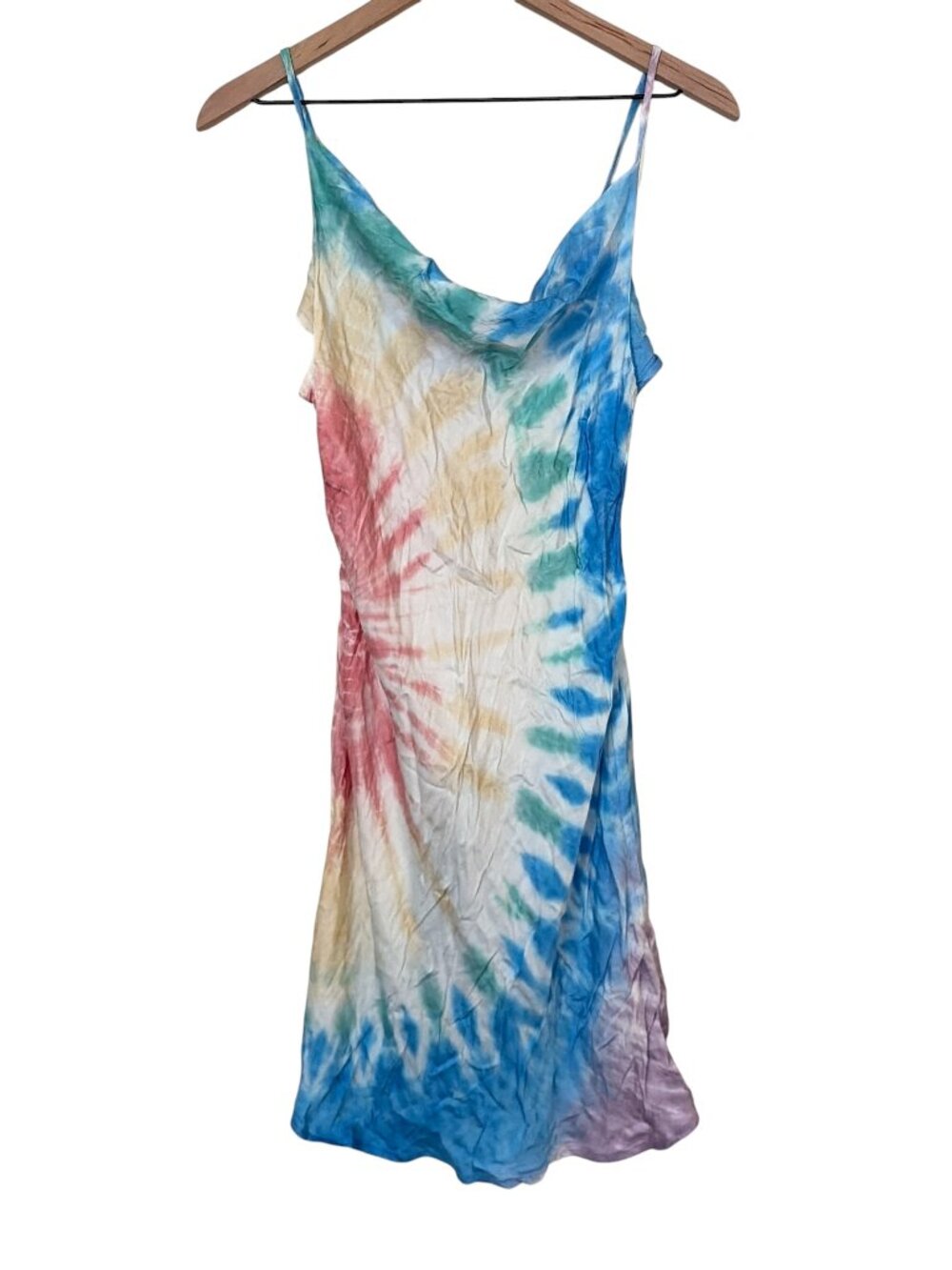 NWT Surf Gypsy Multicolor Tie Dye Cowl Neck Slip Mini Dress